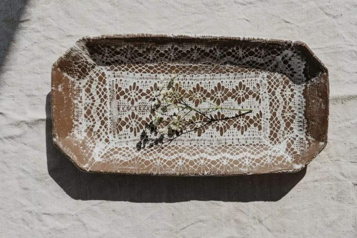Dentelle Raw Clay Finish Platter